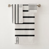 Personalisiert, schwarz und weiß gestreift badhandtuch set (Insitu)