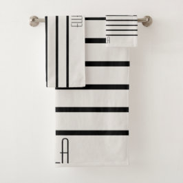 Personalisiert, schwarz und weiß gestreift badhandtuch set