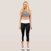 Personalisiert, schwarz und weiß gestreift capri leggings (Vorderseite)