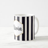Personalisiert, schwarz und weiß gestrichen kaffeetasse (VorderseiteRechts)