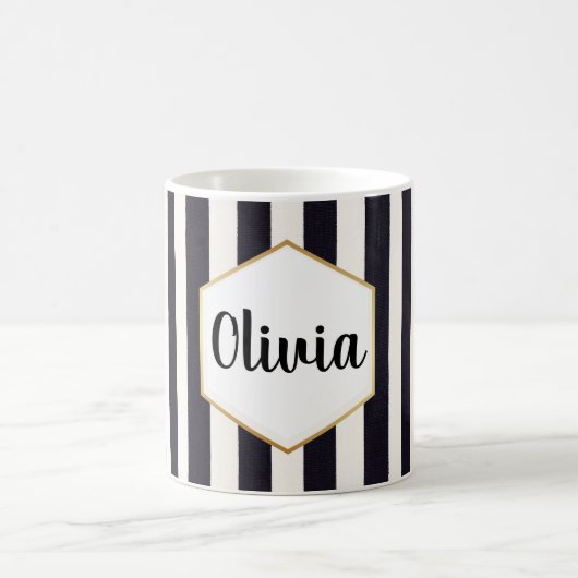 Personalisiert, schwarz und weiß gestrichen kaffeetasse (Mittel)