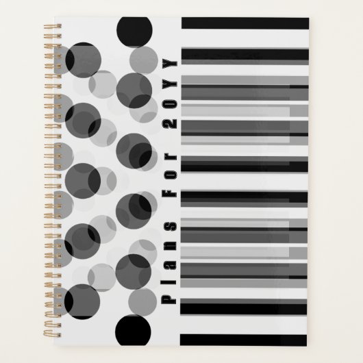 Personalisiert Schwarz und Weiß Inspiriert Geometr Planer (Vorderseite)