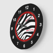 Personalisiert, schwarz und weiß Zebra Dekor, Zebr Große Wanduhr (Winkel)