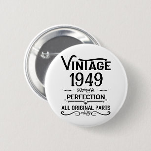 Personalisiert schwarz Vintag 75. Geburtstagsparty Button