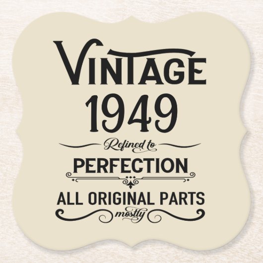 Personalisiert schwarz Vintag 75. Geburtstagsparty Untersetzer (Vorderseite)