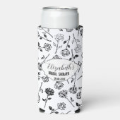 Personalisiert Schwarz-Weiß-Blütenbrauen-Showe Selters Dosenkühler (Seltzer Vorderseite)