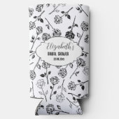 Personalisiert Schwarz-Weiß-Blütenbrauen-Showe Selters Dosenkühler (Rückseite)