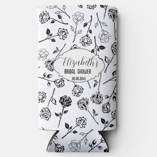 Personalisiert Schwarz-Weiß-Blütenbrauen-Showe Selters Dosenkühler (Vorderseite)