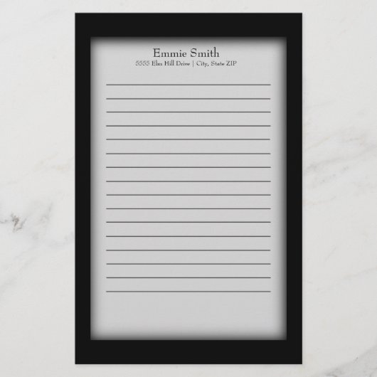 Personalisiert Schwarz/Weiß Briefpapier (Vorderseite)