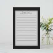 Personalisiert Schwarz/Weiß Briefpapier (Stehend Vorderseite)