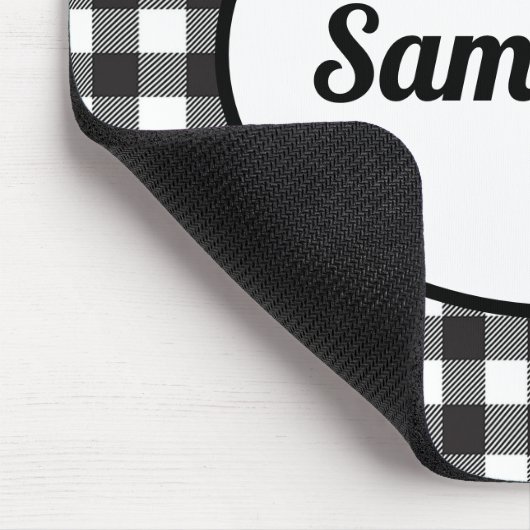 Personalisiert Schwarz-Weiß-Buffalo Kariert Mousepad (Ecke)