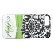 Personalisiert Schwarz, Weiß, Limon Damask iPhone Case-Mate iPhone Hülle (Rückseite (Horizontal))