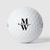 Personalisiert Schwarz/Weiß-Monogramm mit 2 Buchst Golfball (Vorderseite)