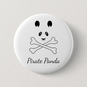 Personalisiert Schwarz-Weiß-Piraten-Panda Button