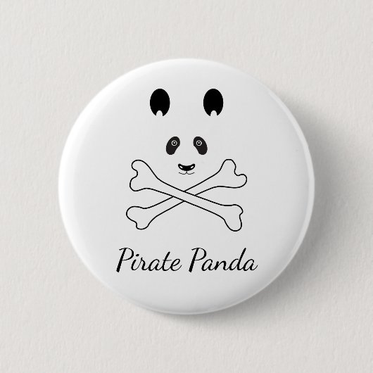 Personalisiert Schwarz-Weiß-Piraten-Panda Button (Vorderseite)