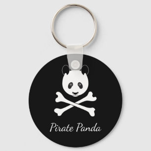 Personalisiert Schwarz-Weiß-Piraten-Panda Schlüsselanhänger