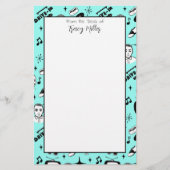 Personalisiert Schwarz, Weiß, Retro-Stil Briefpapier (Vorderseite)