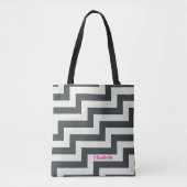 Personalisiert Schwarz-weiß rosa Fett Zig Zag Tasche (Vorderseite)