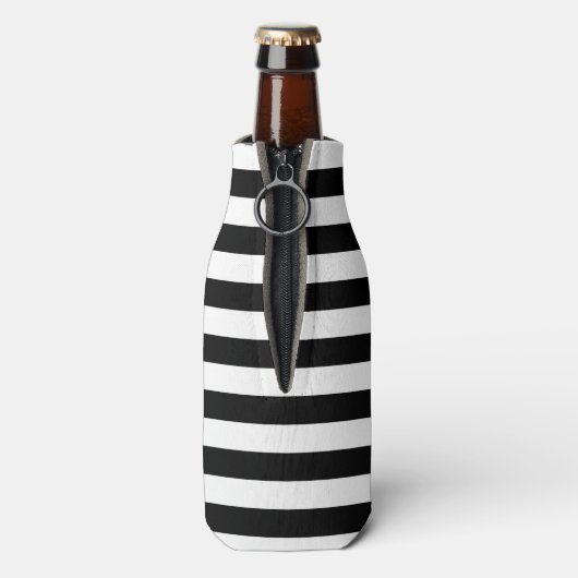 Personalisiert Schwarz-Weiß-Streifen Flasche Coole Flaschenkühler (Flasche Rückseite)