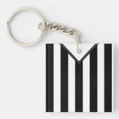 Personalisiert Schwarz-Weiß-Streifen Soccer Jersey Schlüsselanhänger (Vorderseite)