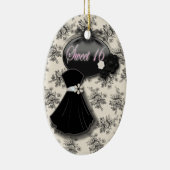 Personalisiert Schwarz-Weiß-Sweet 16 Ornament (Rechts)