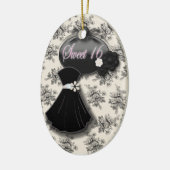 Personalisiert Schwarz-Weiß-Sweet 16 Ornament (Links)