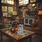 Personalisiert Schwarz, Weiß und Gold bestickt Case-Mate iPhone Hülle