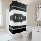 Personalisiert Schwarz, Weiß und Silbermetall Duschvorhang (Beispiel)