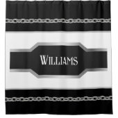 Personalisiert Schwarz, Weiß und Silbermetall Duschvorhang (Vorderseite)