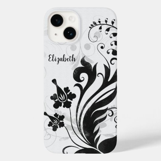 Personalisiert Schwarz-weiße Blume Case-Mate iPhone Hülle (Rückseite)
