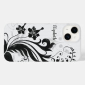 Personalisiert Schwarz-weiße Blume Case-Mate iPhone Hülle (Rückseite (Horizontal))