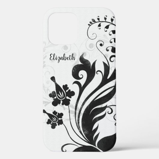 Personalisiert Schwarz-weiße Blume Case-Mate iPhone Hülle (Rückseite)