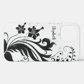 Personalisiert Schwarz-weiße Blume Case-Mate iPhone Hülle (Rückseite (Horizontal))