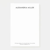 Personalisiert Schwarz-weiße Minimalistische 4x6 Post-it Klebezettel (Vorderseite)