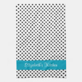 Personalisiert Schwarz-weiße Polka Dot Blue Handtuch (Vertikal)