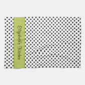 Personalisiert Schwarz-weiße Polka Dot Green Handtuch (Horizontal)