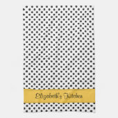 Personalisiert Schwarz-weiße Polka Dot Yellow Geschirrtuch (Vertikal)