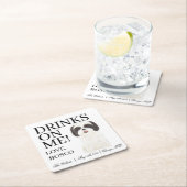 Personalisiert Schwarz-weiße Shih Tzu Wedding Rechteckiger Pappuntersetzer (Vor Ort)