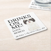 Personalisiert Schwarz-weiße Shih Tzu Wedding Rechteckiger Pappuntersetzer (angewinkelt)