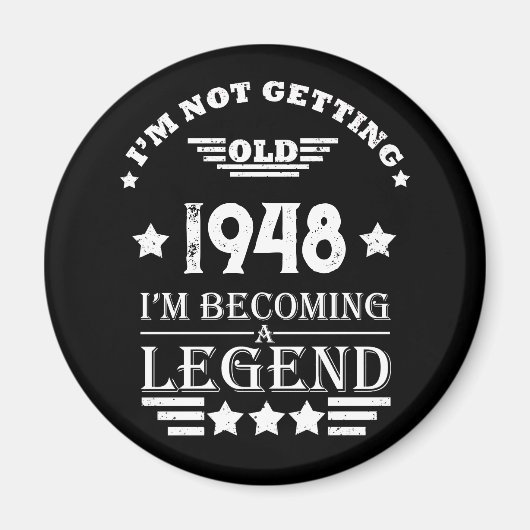 Personalisiert Schwarz-weißer Vintager 75. Geburts Magnet (Vorne)