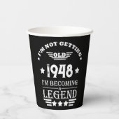 Personalisiert Schwarz-weißer Vintager 75. Geburts Pappbecher (Rückseite)