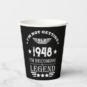 Personalisiert Schwarz-weißer Vintager 75. Geburts Pappbecher (Vorderseite)