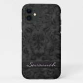 Personalisiert Schwarzer Damast Case-Mate iPhone Hülle (Rückseite)