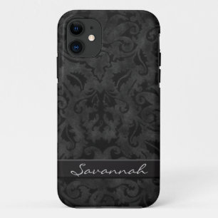 Personalisiert Schwarzer Damast Case-Mate iPhone Hülle