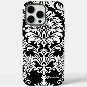 Personalisiert Schwarzer Damast iPhone 16 Pro Max Hülle