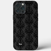 Personalisiert Schwarzer Damast Case-Mate iPhone Hülle (Rückseite)