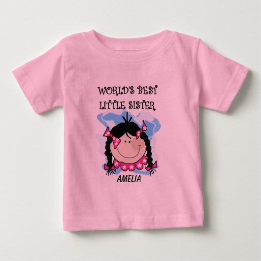 Personalisiert Schwarzes Haar Bestes kleines Schwe Baby T-shirt (Vorderseite)