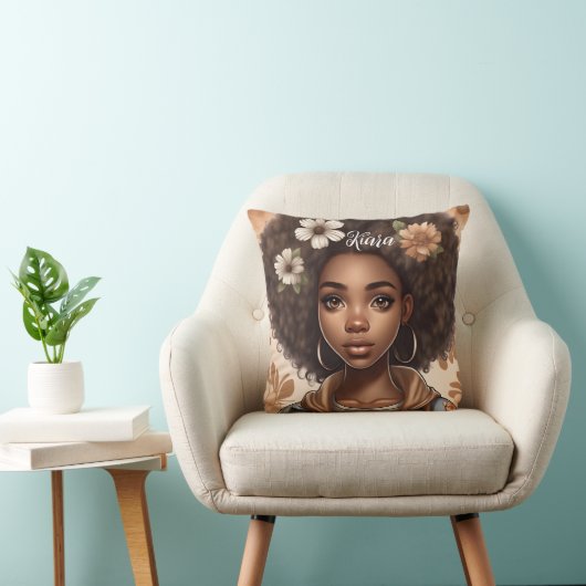 Personalisiert Schwarzes Mädchen Pillow Kissen (Stuhl )