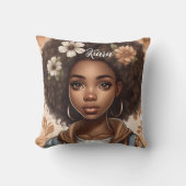 Personalisiert Schwarzes Mädchen Pillow Kissen (Vorderseite)