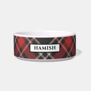 Personalisiert Schwarzes Rot und Creme Tartan Gemu Napf